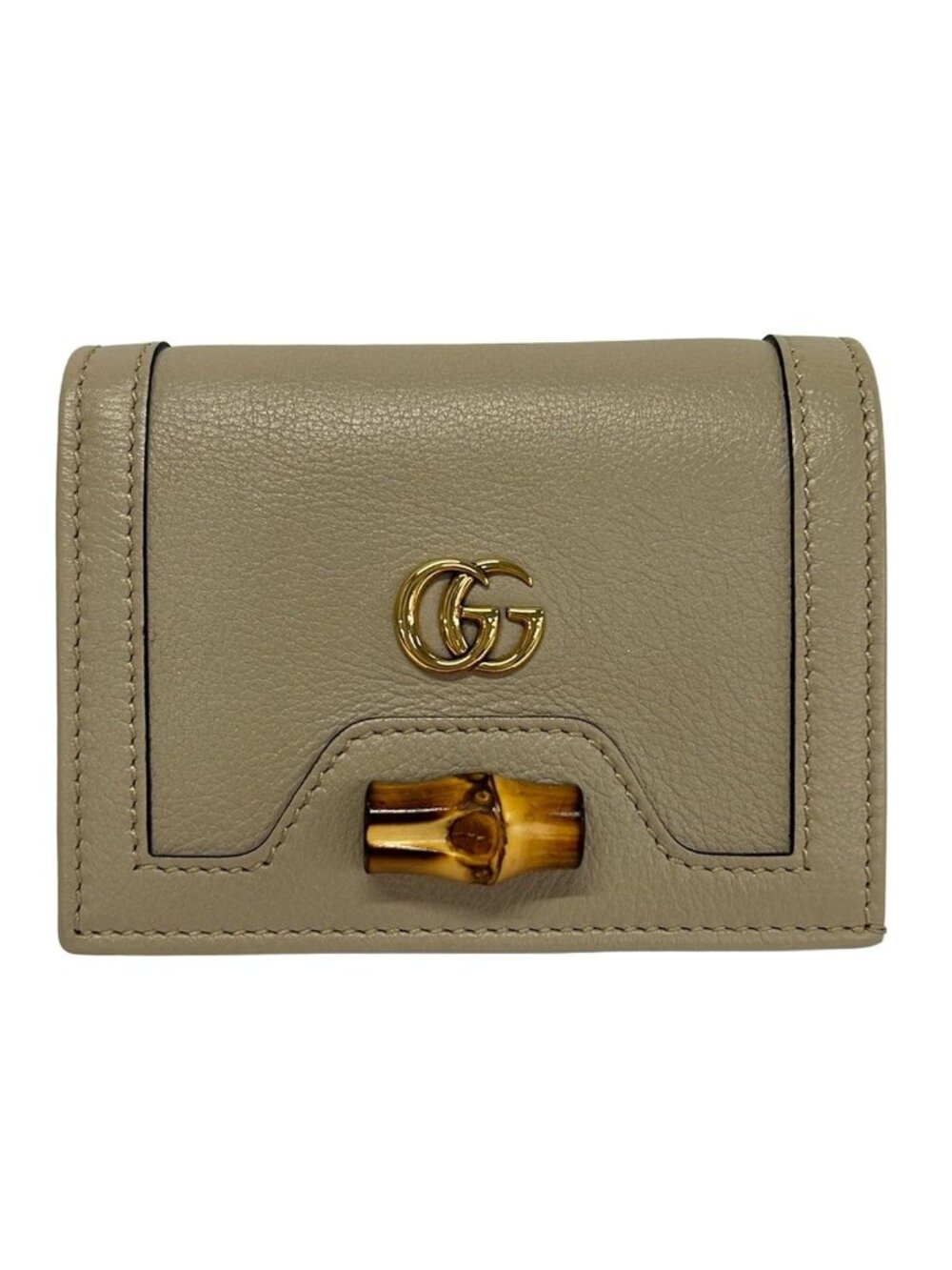 Gucci Bifold Wallet Diana Bamboo Beige Gold Leather